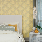 bedroom wallpaper yellow gold batik ogee