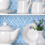 kitchen wallpaper trellis blue white