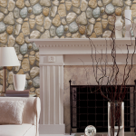 river rock faux stone wallpaper