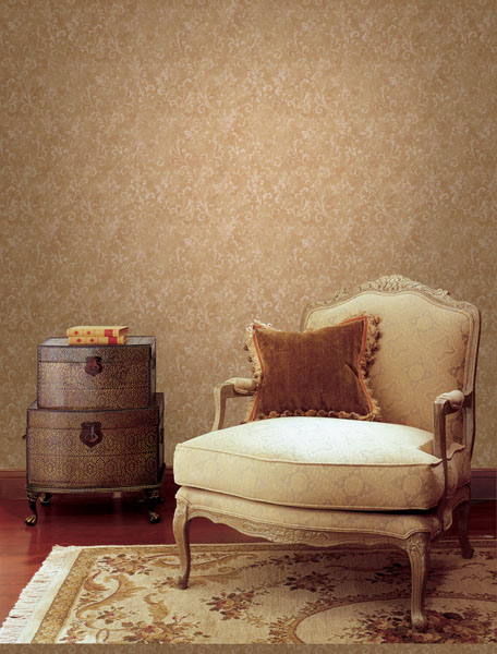 19-87458 Gold Brown Damask Texture Wallpaper