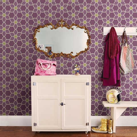 Blossom Purple Geometric Floral Wallpaper
