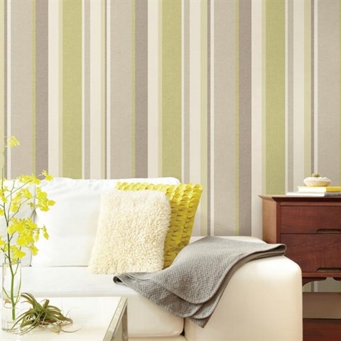 Raya Green Linen Stripe Wallpaper
