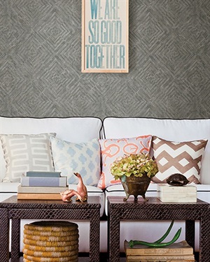 Labyrinth Pewter Geometric Wallpaper