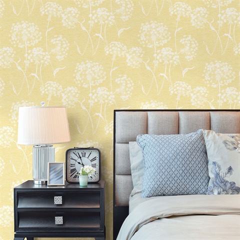 2811-24574 Carolyn Yellow Dandelion Wallpaper