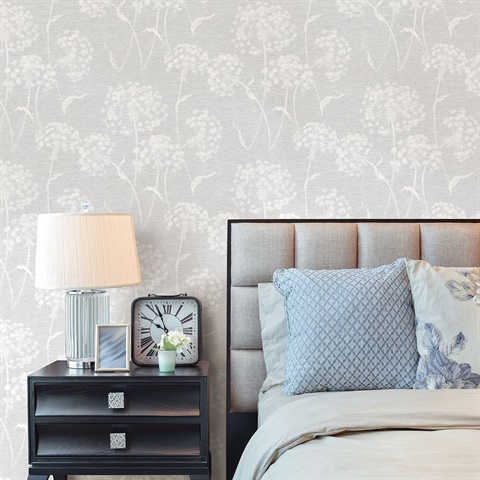 2811-24575 Carolyn Light Grey Dandelion Wallpaper