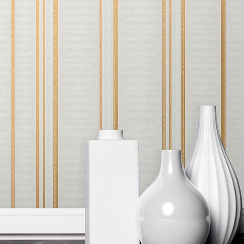 2834-42343 Thierry Gold Stripe Wallpaper