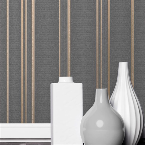 2834-42351 Thierry Taupe Stripe Wallpaper