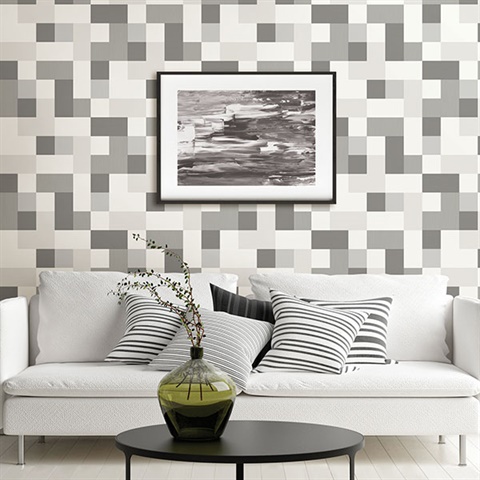 2836-24998 Laurence Grey Geometric Wallpaper