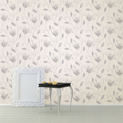 2836-M0852 Mercutio Grey Floral Trail Wallpaper