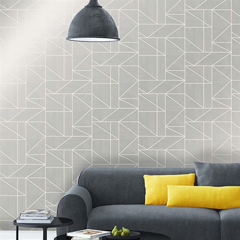 2836-M1381 Malvolio Silver Geometric Wallpaper