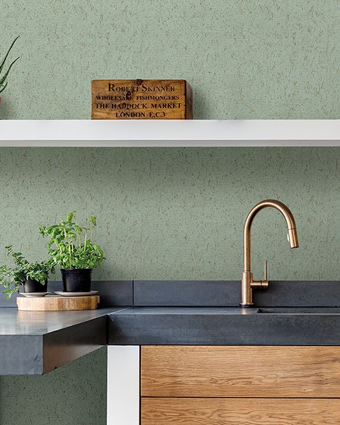 Guri Green Faux Concrete Wallpaper