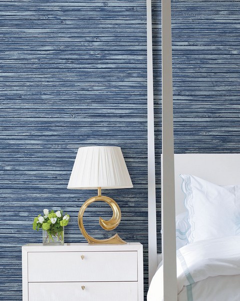 2927-81302 Bellport Denim Wooden Slat Wallpaper