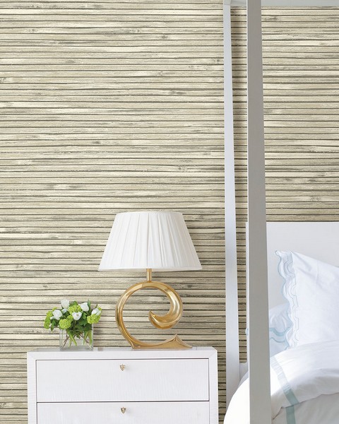 2927-81305 Bellport Ivory Wooden Slat Wallpaper