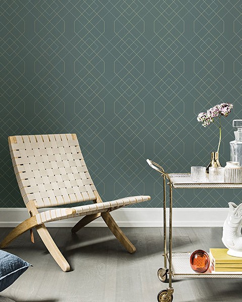 Ballard Teal Geometric Wallpaper