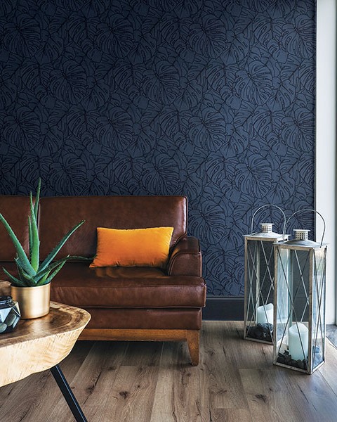 Balboa Indigo Botanical Wallpaper