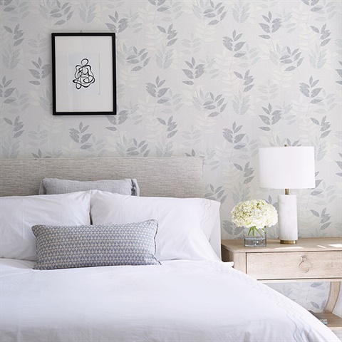 Napali Light Grey Leaf Wallpaper