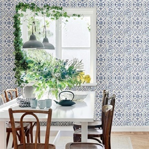 Sonoma Blue Spanish Tile Wallpaper