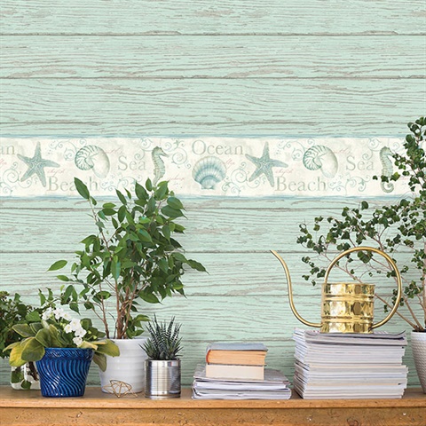 Rehoboth Mint Distressed Wood Wallpaper