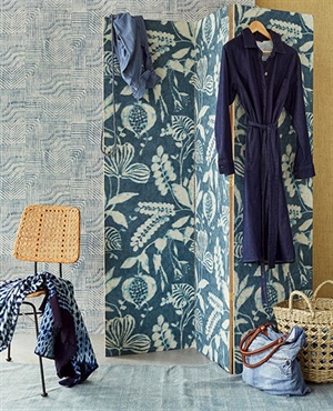 Pueblo Blue Global Geometric Wallpaper