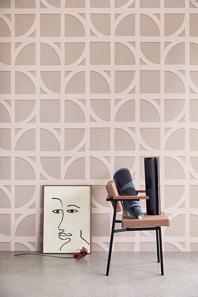 Shapes Blush Curved Trellis Wallpaper