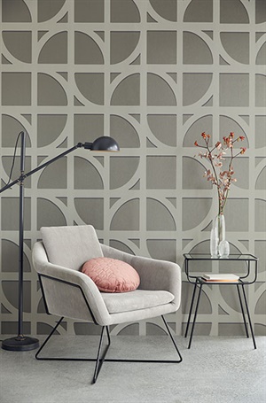 Shapes Dark Grey Curved Trellis Wallpaper