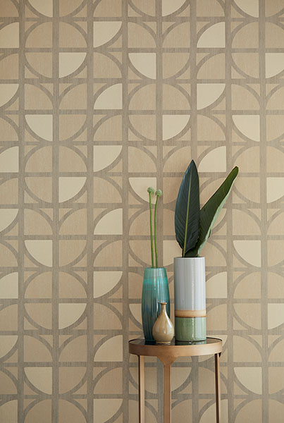 Tulip Gold Geometric Trellis Wallpaper