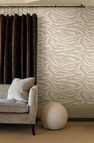 450-67326 Tan & White Zebra Stripe Wallpaper