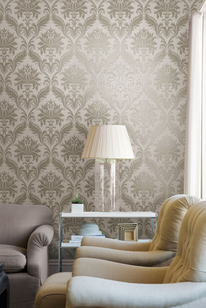 484-68038 Orpheus Grey and Silver Damask