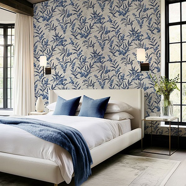 BG5905 Olivia Blue Floral Wallpaper
