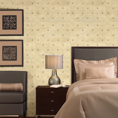 Polka Taupe Pinecone Ditzy Toss Wallpaper