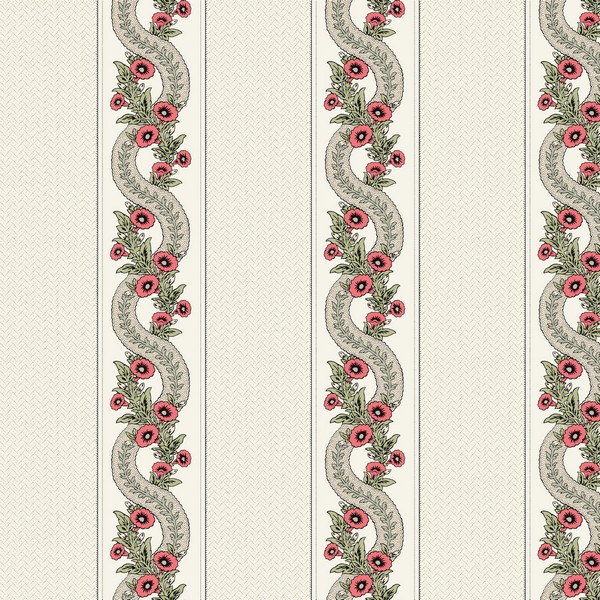Abbey's Garland Red & Green Wallpaper