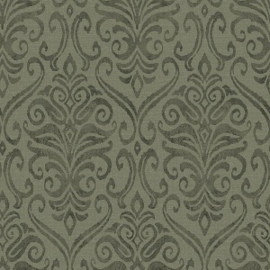 Adavu Dark Green Damask Wallpaper