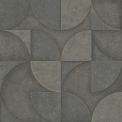 Addison Charcoal Retro Geo Wallpaper
