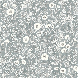 Agathon Blue Floral Wallpaper
