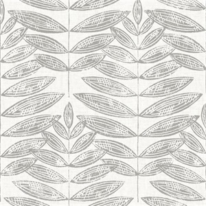 Akira Grey Leaf Wallpaper