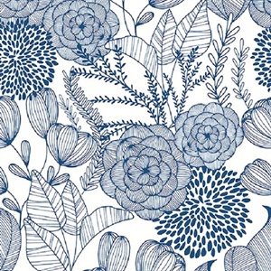 Alannah Navy Botanical Wallpaper