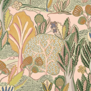 Albero Apricot and Ginger Wallpaper