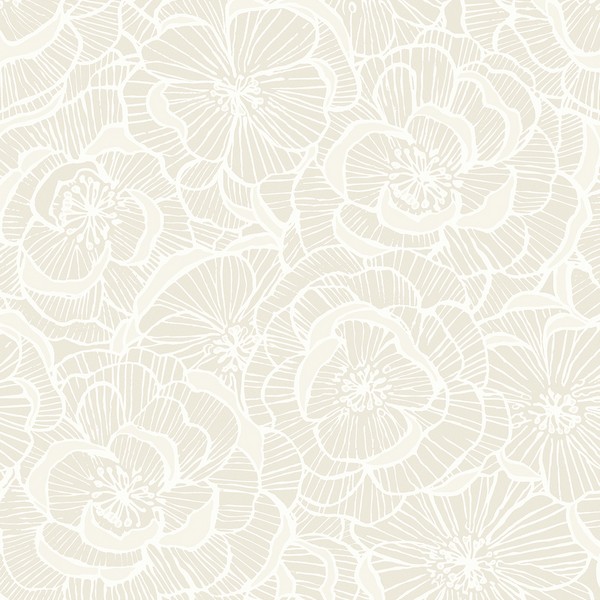 Alejandra Floral Metallic Almond & Cream Wallpaper