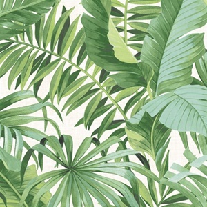Alfresco Green Palm Leaf Wallpaper