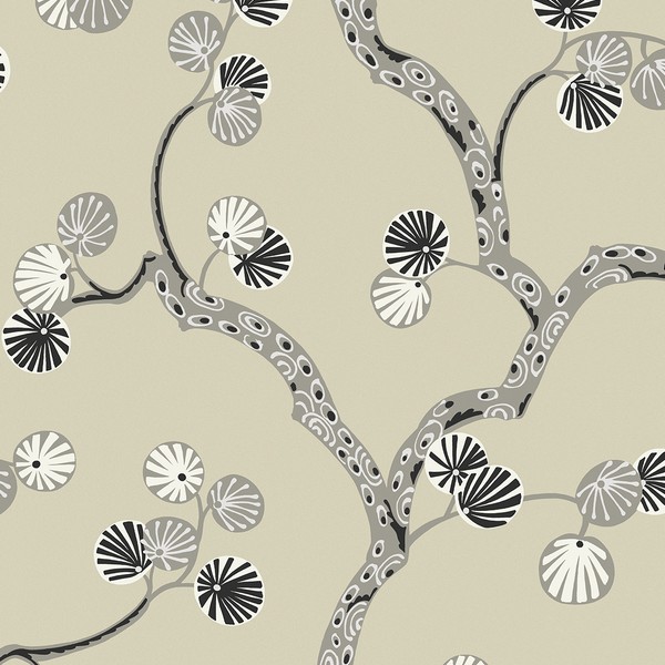 Allegra Branches Metallic Champagne & Stone Wallpaper