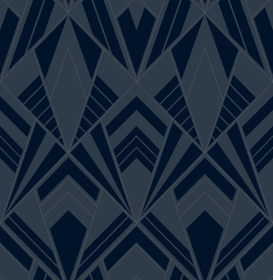 Allenby Indigo Flocked Wallpaper