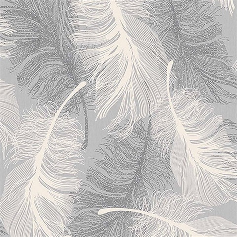 Alonso Grey Plume Wallpaper