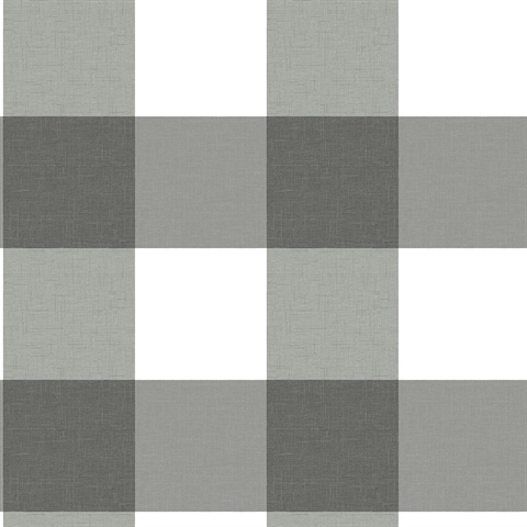 Amos Charcoal Gingham Wallpaper