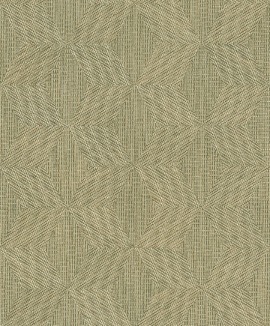 Anara Green Geo Faux Grasscloth Wallpaper