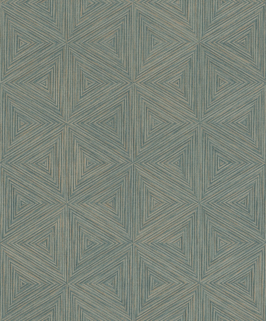 Anara Teal Geo Faux Grasscloth Wallpaper