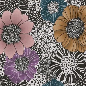 Anemones Black Peel & Stick Wallpaper