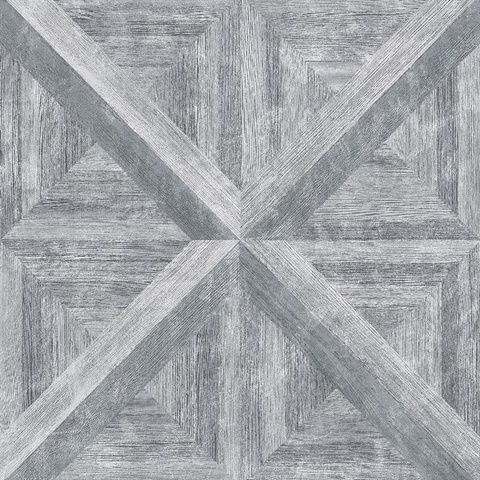 Carriage House Grey Geometric Wood Wallpaper