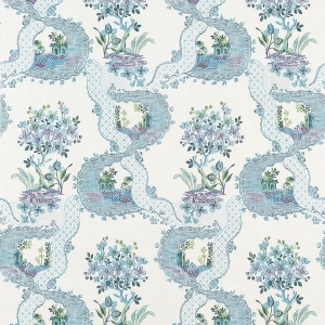 Antoinette Blue and Plum Wallpaper