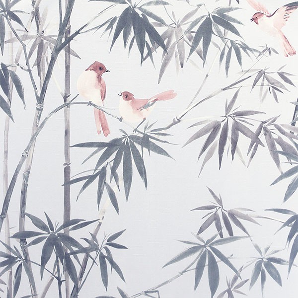 Arisu Grey Birds and Bamboo Wallpaper