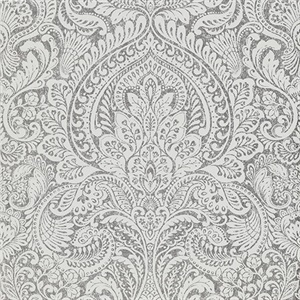 Artemis Silver Floral Damask Wallpaper